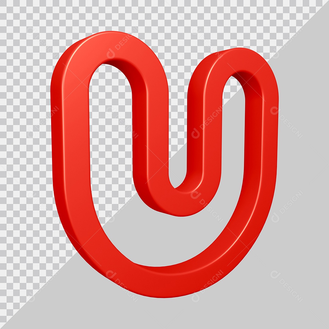 Elemento 3D Para Composição Letra U Vermelha PSD