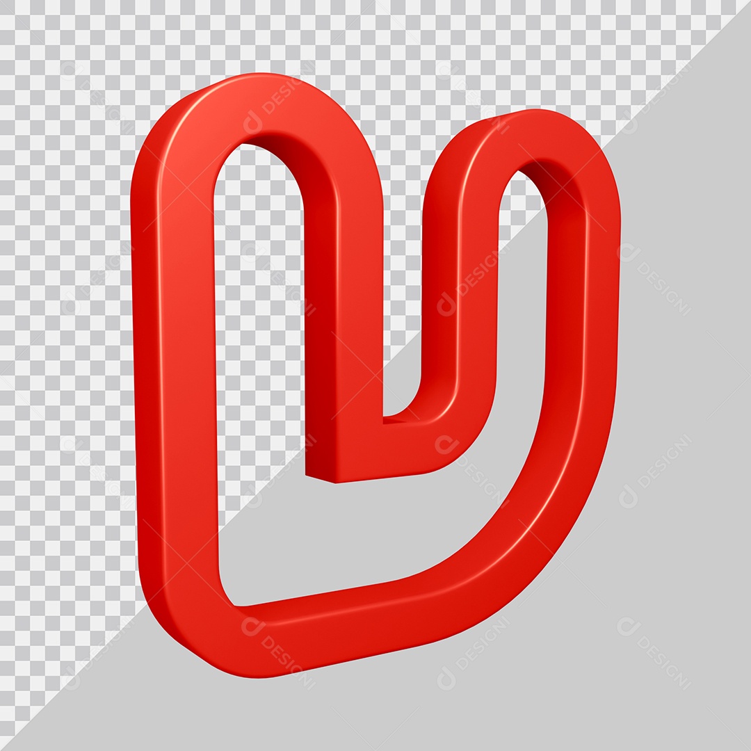 Elemento 3D Para Composição Letra V Vermelha PSD