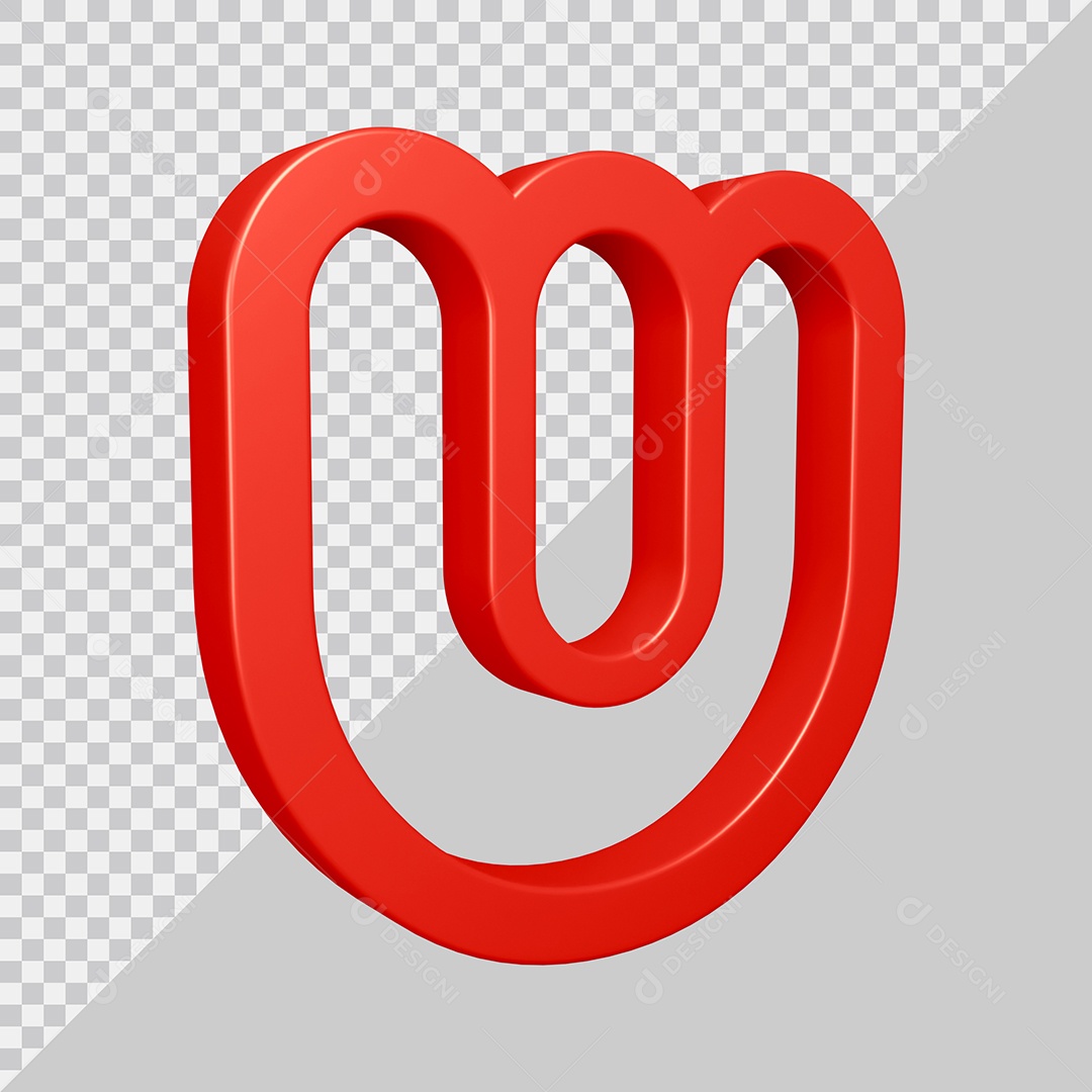 Elemento 3D Para Composição Letra W Vermelha PSD