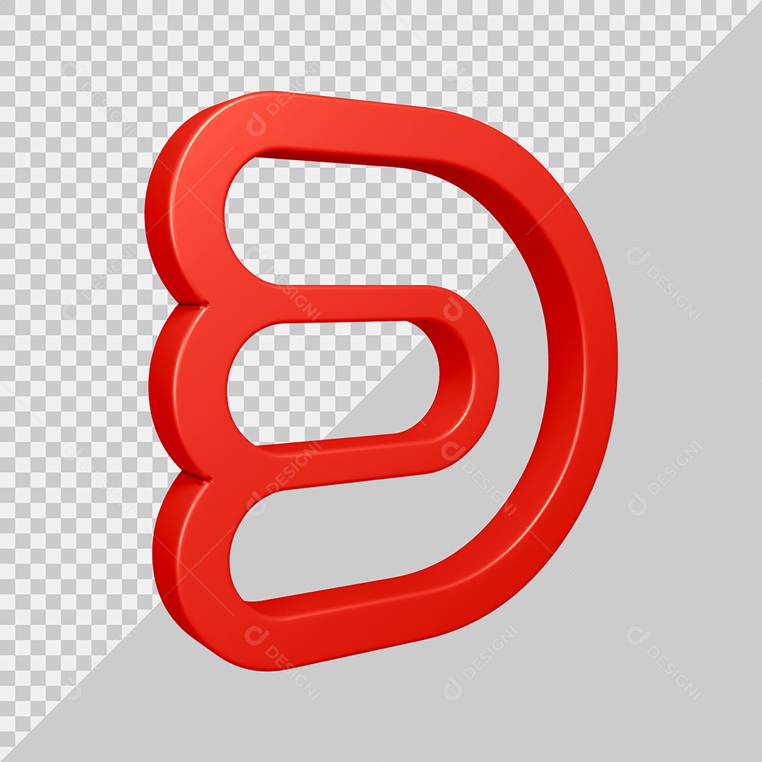 Elemento 3D Para Composição Número 3 Vermelha PSD