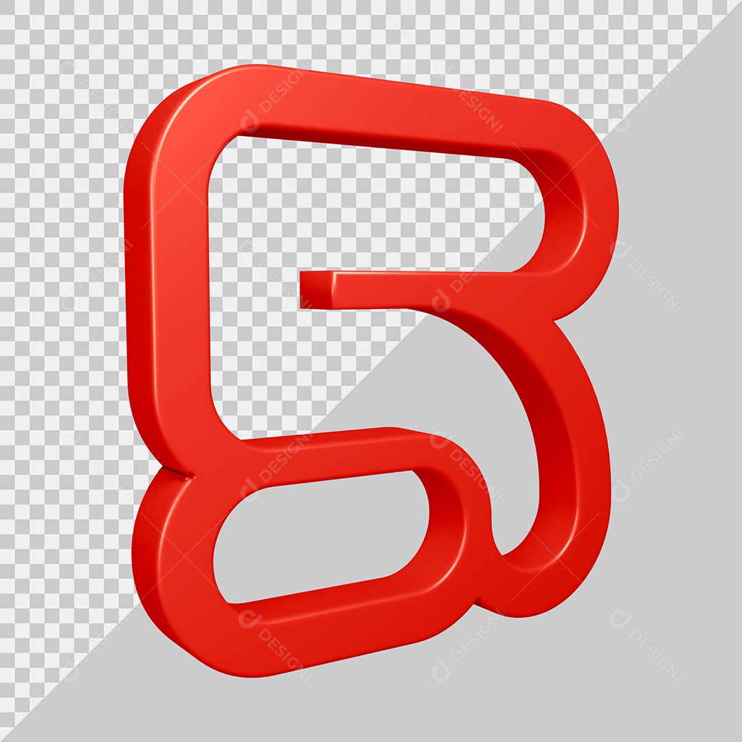 Elemento 3D Para Composição Número 5 Vermelha PSD