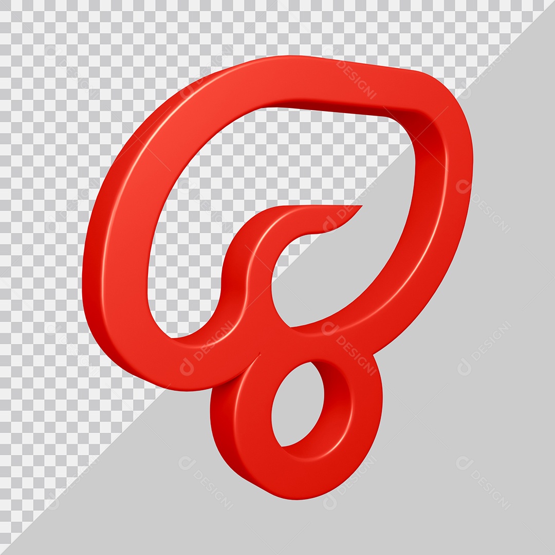 Elemento 3D Para Composição Símbolo de ponto de interrogação Vermelha PSD