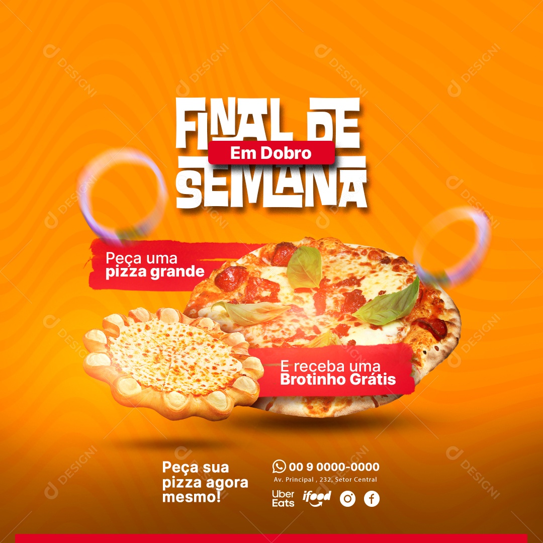 Final de Semana em Dobro Campanha Publicitária Pizzaria Social Media PSD Editável