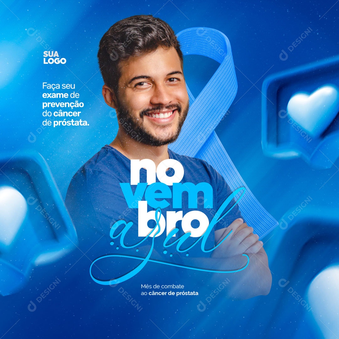 Faça seu Exame de Prevenção do Câncer de Próstata Novembro Azul Social Media PSD Editável