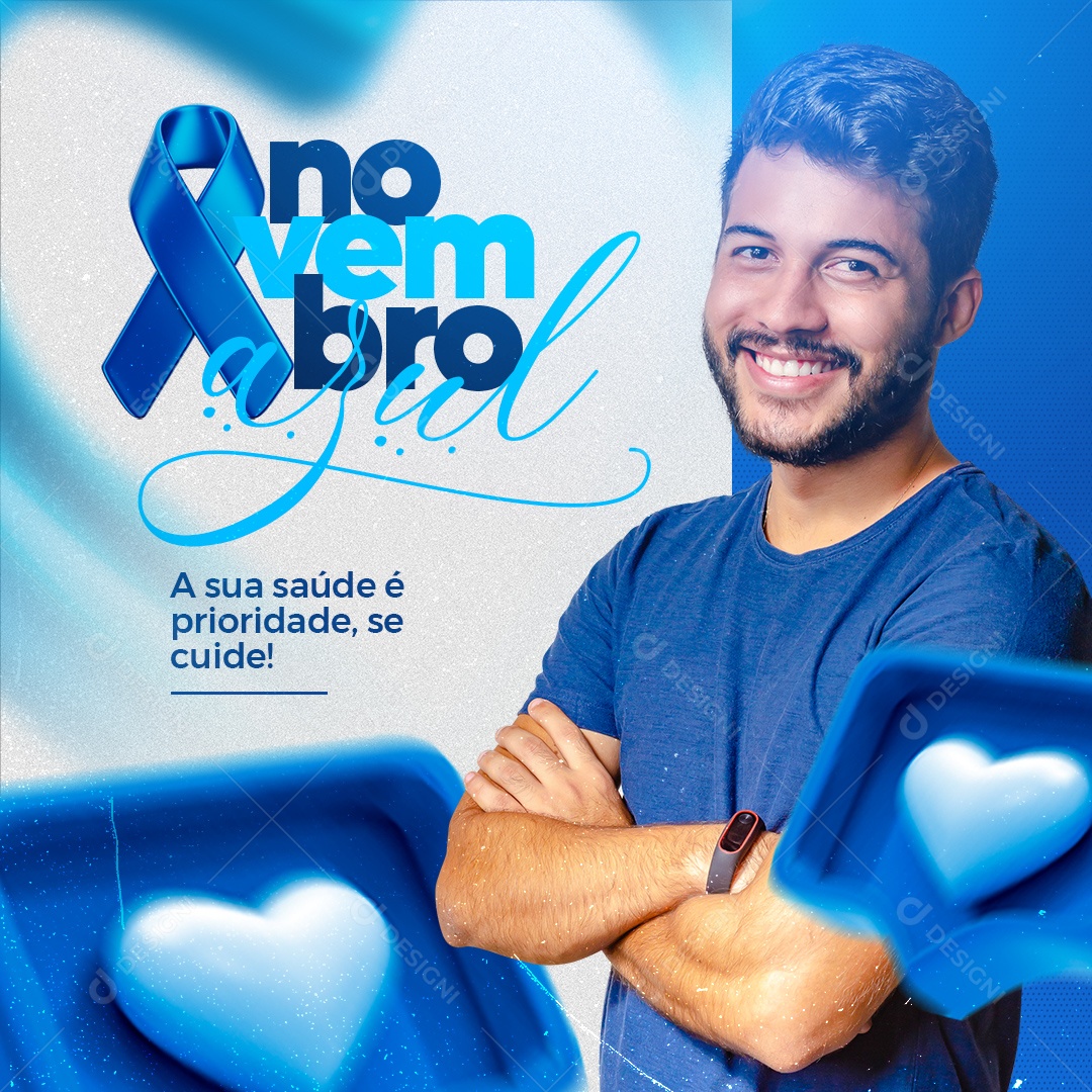 Novembro Azul Mês Mundial de Combate ao Câncer de Próstata Social Media PSD Editável