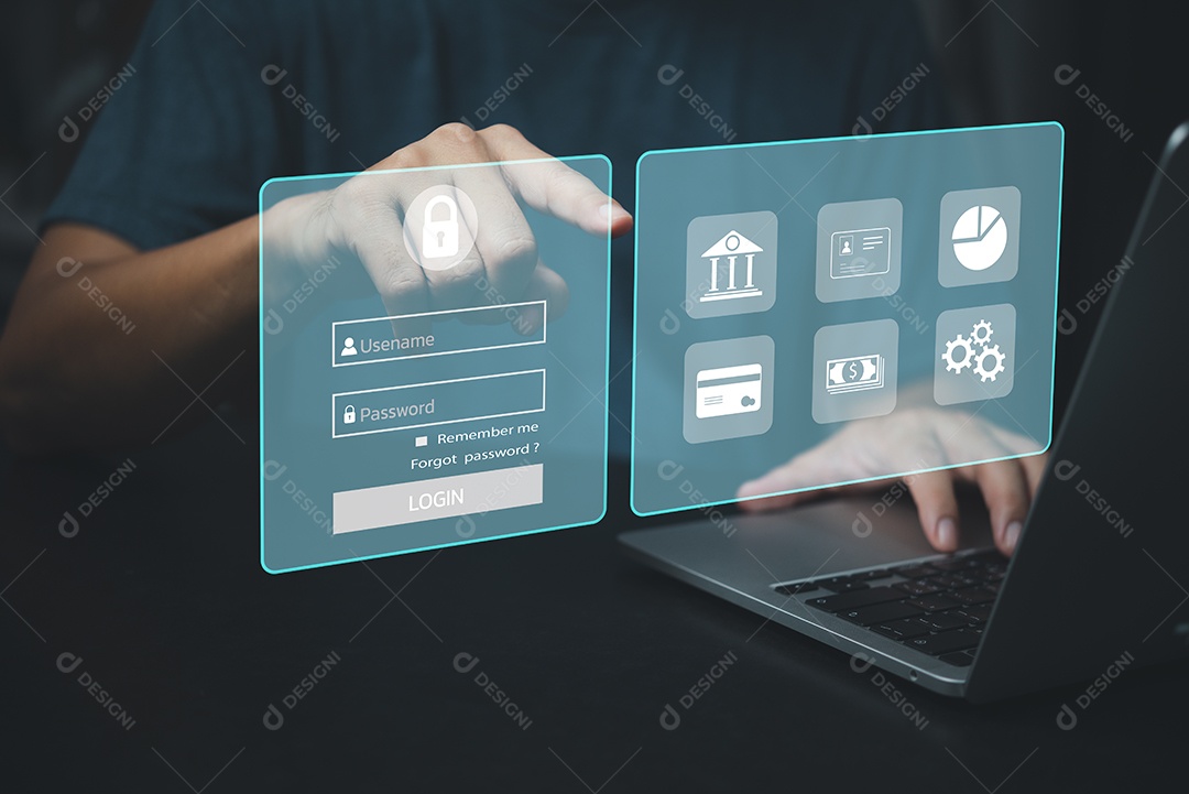 Internet banking on-line. Segurança conectar login de rede e informações pessoais privadas de senha.