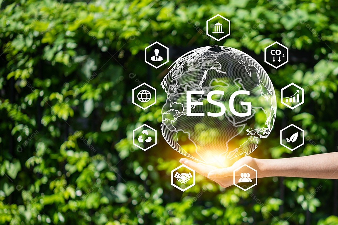 Organizações ou empresas desenvolvem tela virtual de negócios de crédito de carbono. Reduzir as emissões de CO2. Conceito de desenvolvimento de negócios sustentável.