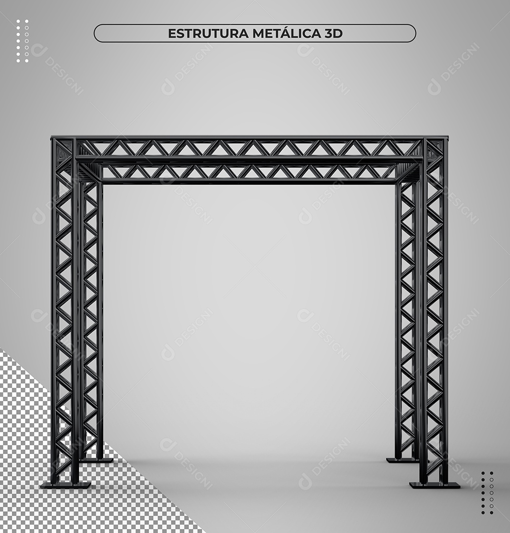 Estrutura Metálica Preta Elemento 3D para Composição PSD