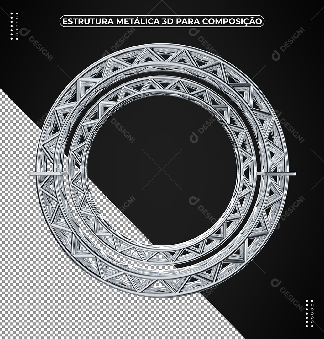 Armação Metálica 3D Redonda com Tubos de Ferro Prata para Composição PSD