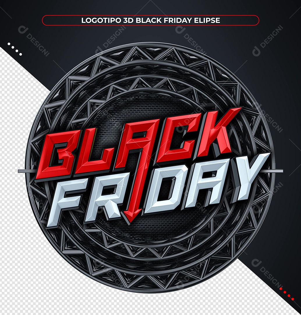 Black Friday Selo 3D Vermelho e Branco Para Composição PSD
