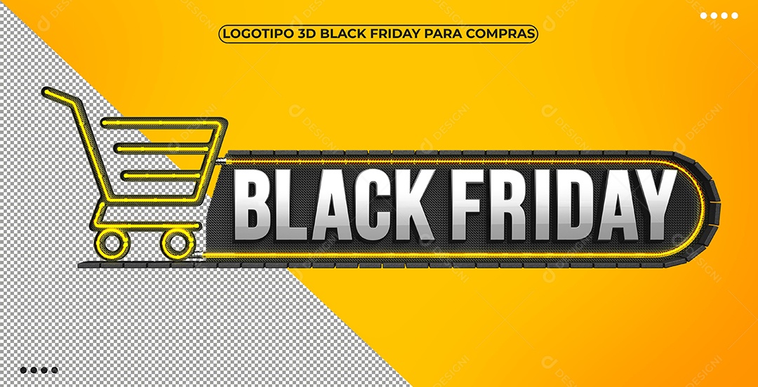 Black Friday Selo 3D Amarelo  para Composição PSD