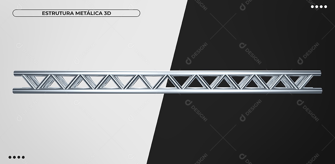 Estrutura Metálica Prateada Elemento 3D para Composição PSD