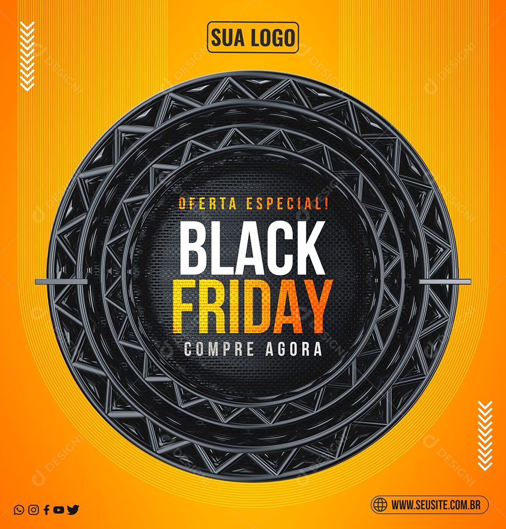 Oferta Especial Black Friday Compre Agora Elemento 3D para Composição PSD