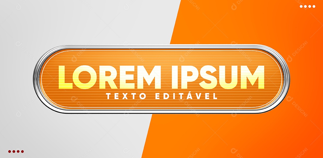 Placa para Composição de Texto Laranja Elemento 3D para Composição PSD