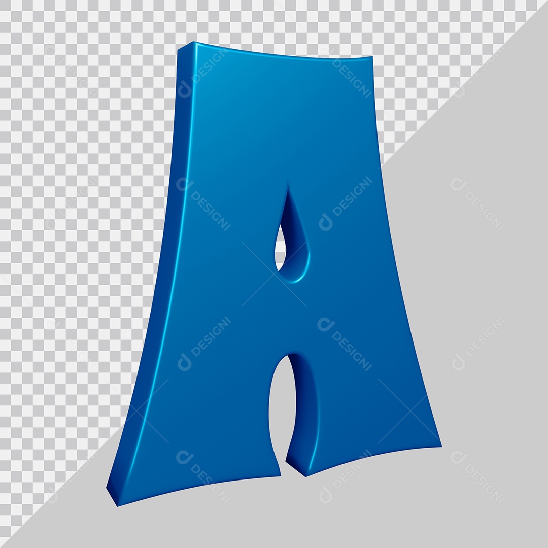 Elemento 3D Para Composição Letra A Azul PSD