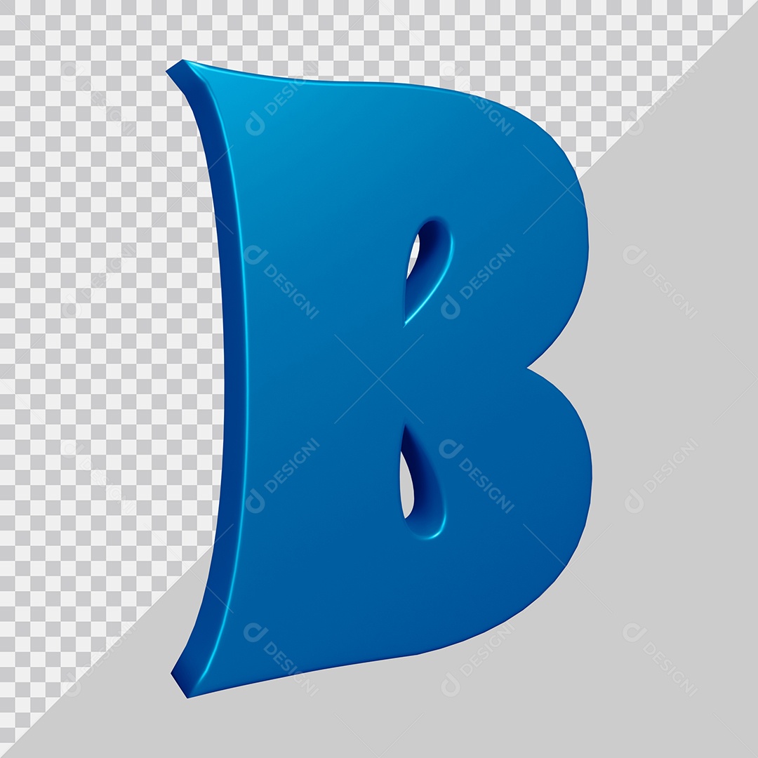 Elemento 3D Para Composição Letra B Azul PSD