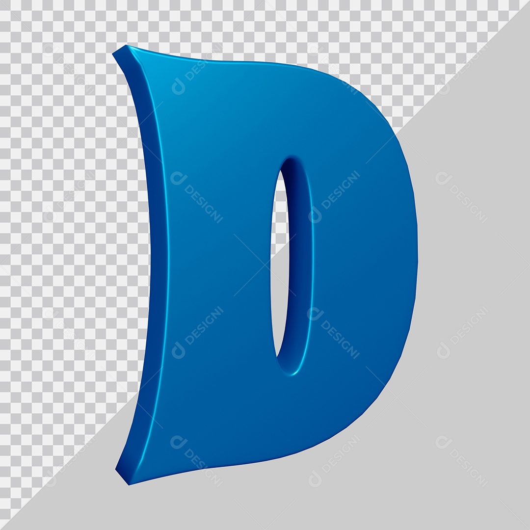 Elemento 3D Para Composição Letra D Azul PSD