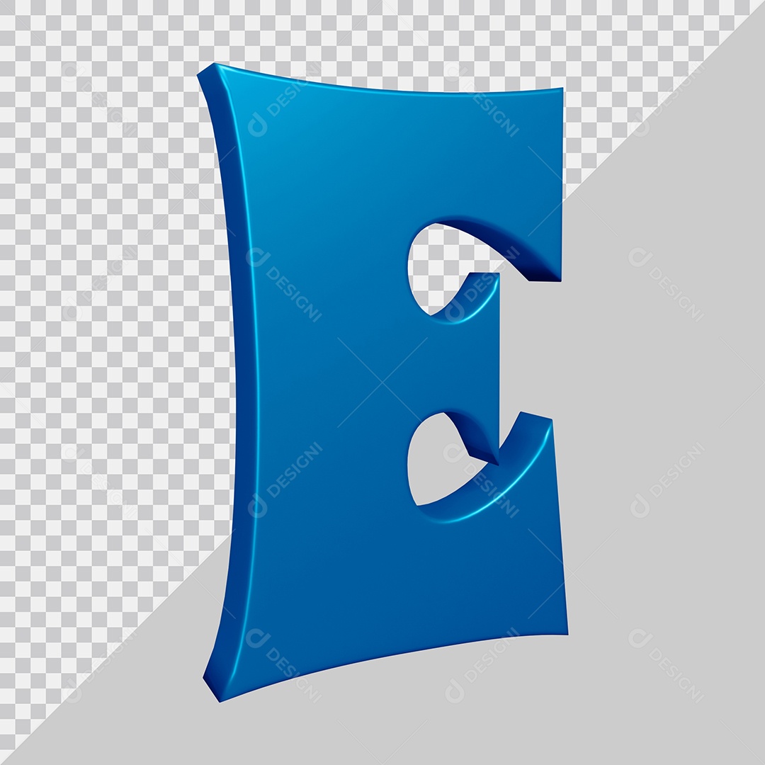 Elemento 3D Para Composição Letra E Azul PSD