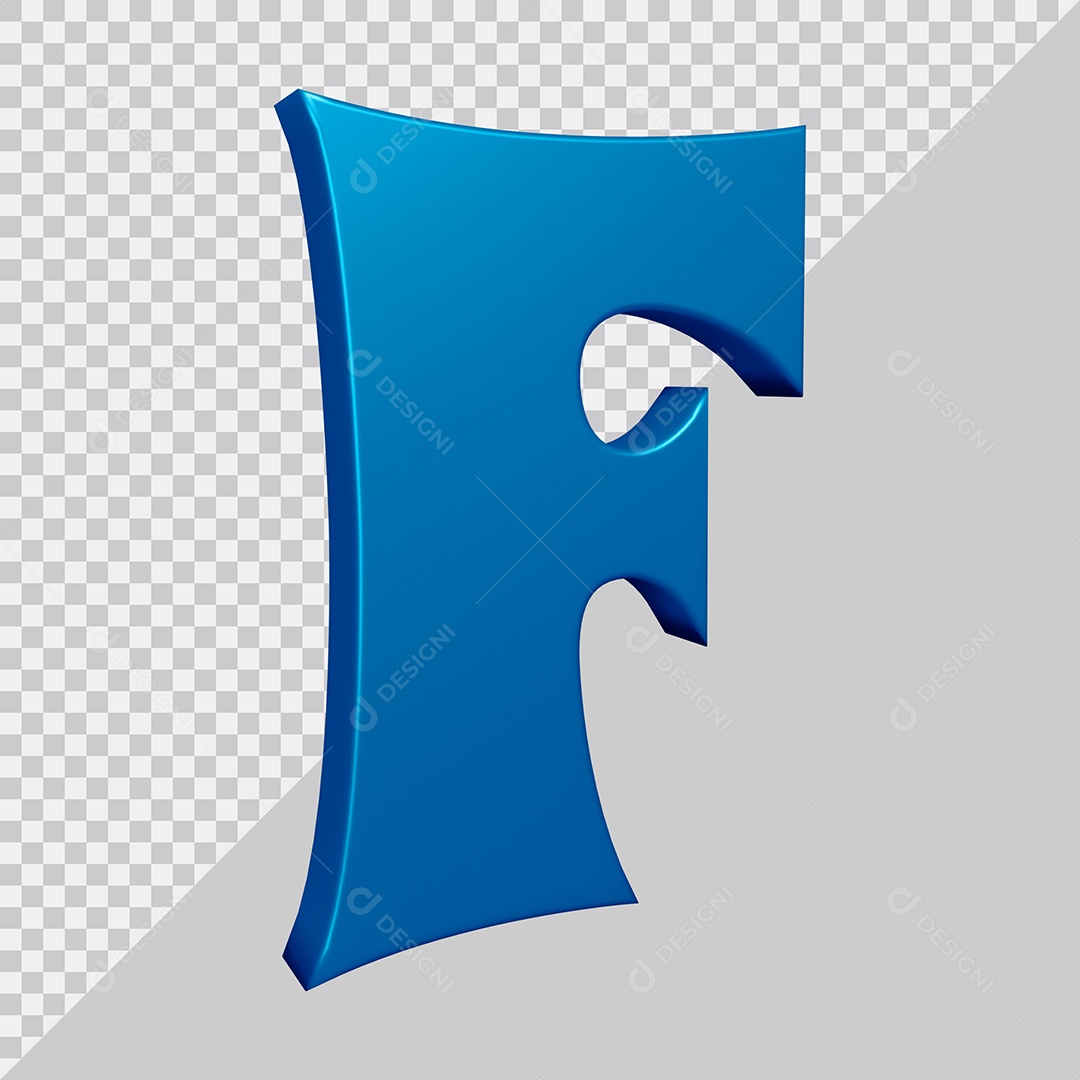 Elemento 3D Para Composição Letra F Azul PSD