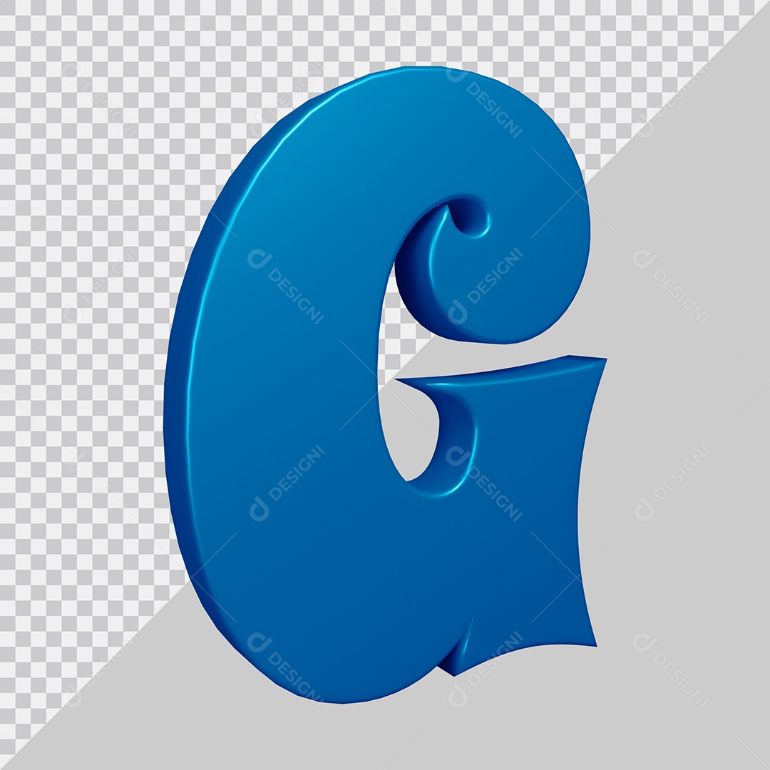 Elemento 3D Para Composição Letra G Azul PSD