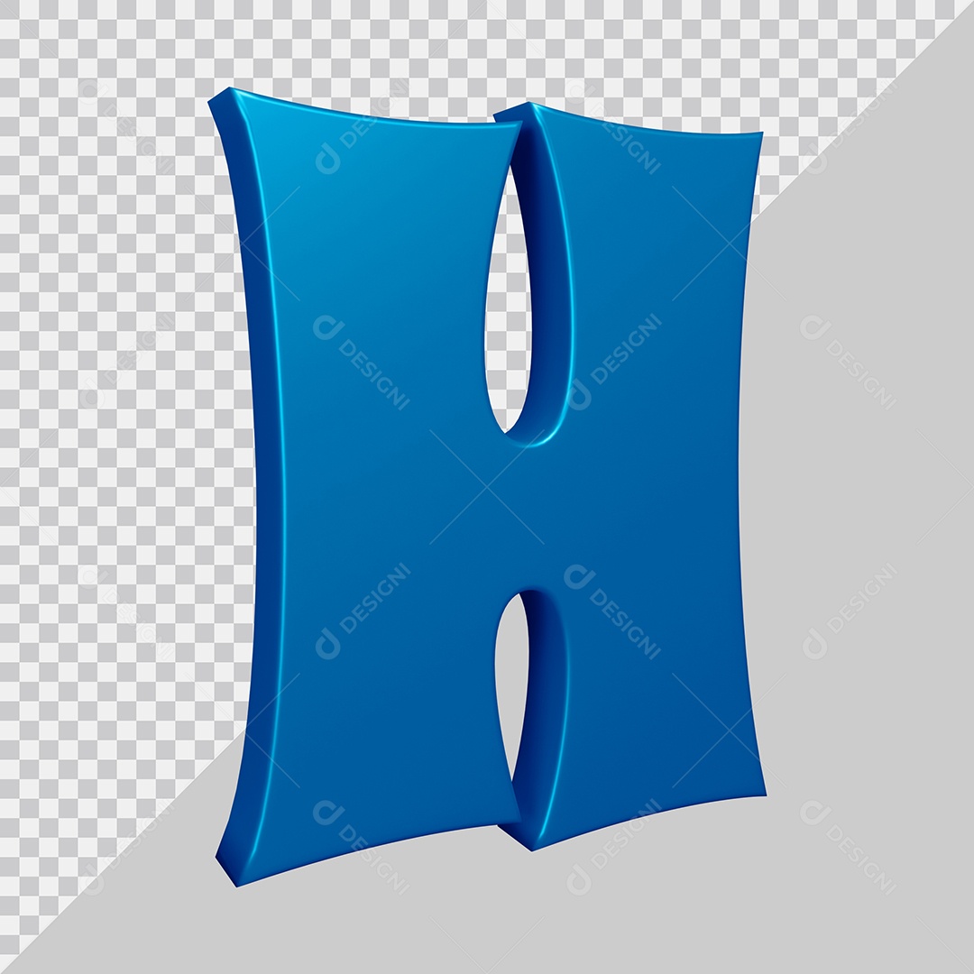 Elemento 3D Para Composição Letra H Azul PSD