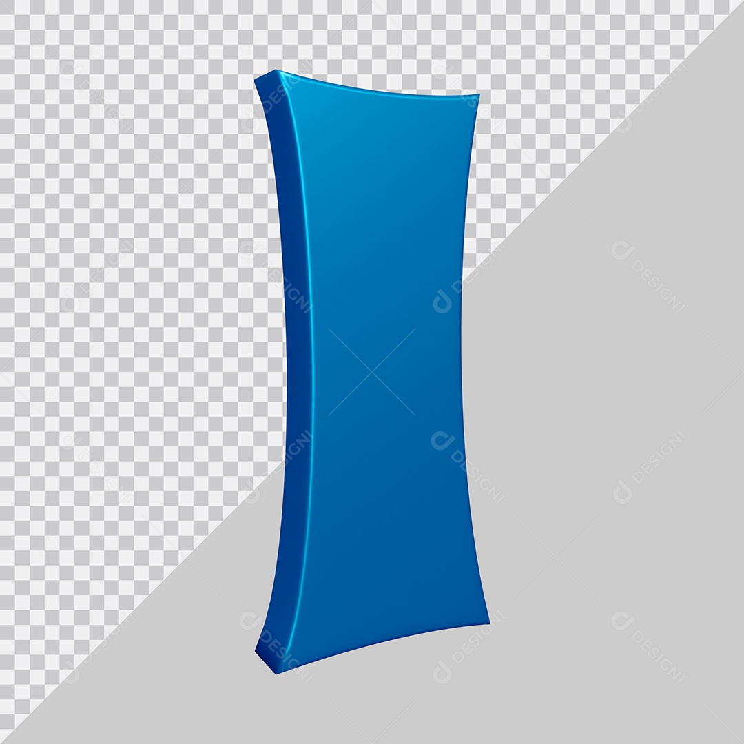 Elemento 3D Para Composição Letra I Azul PSD