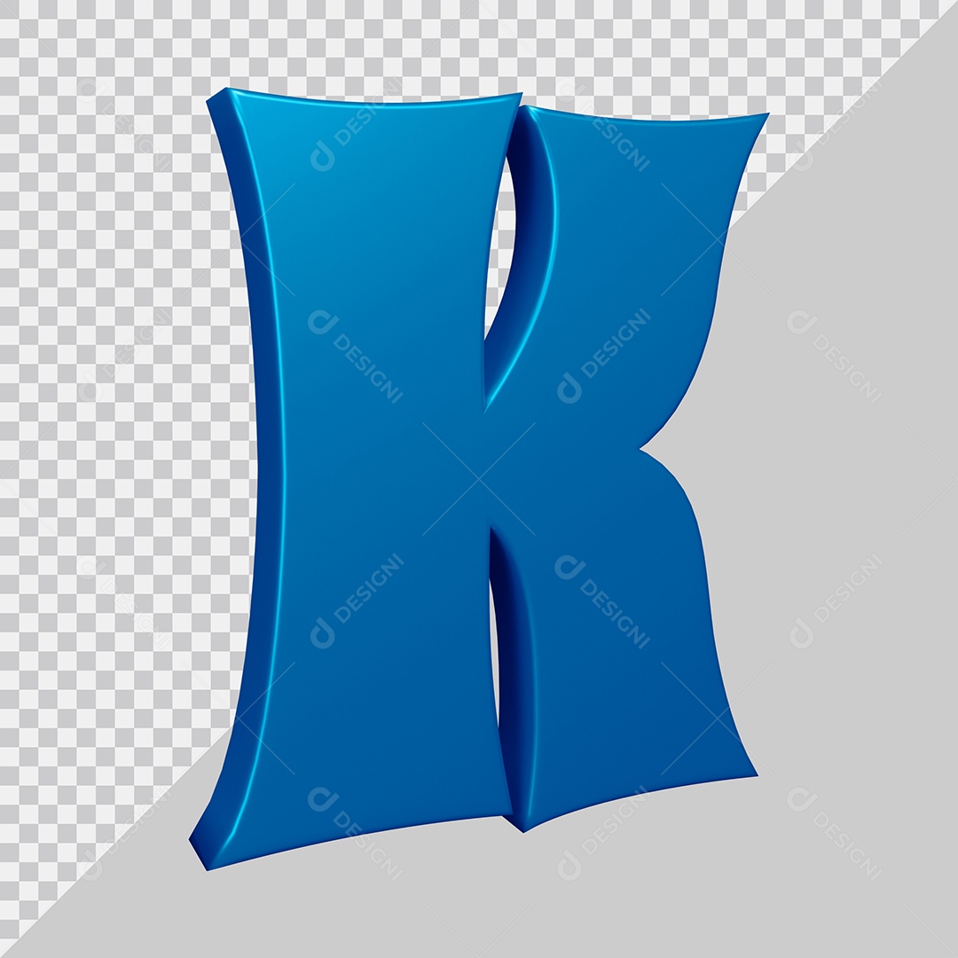 Elemento 3D Para Composição Letra K Azul PSD