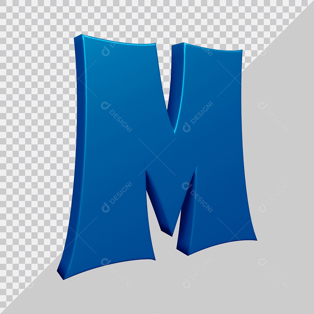 Elemento 3D Para Composição Letra M Azul PSD