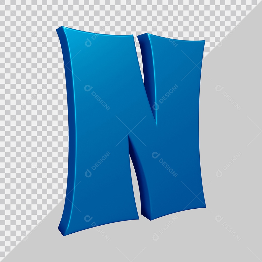 Elemento 3D Para Composição Letra N Azul PSD