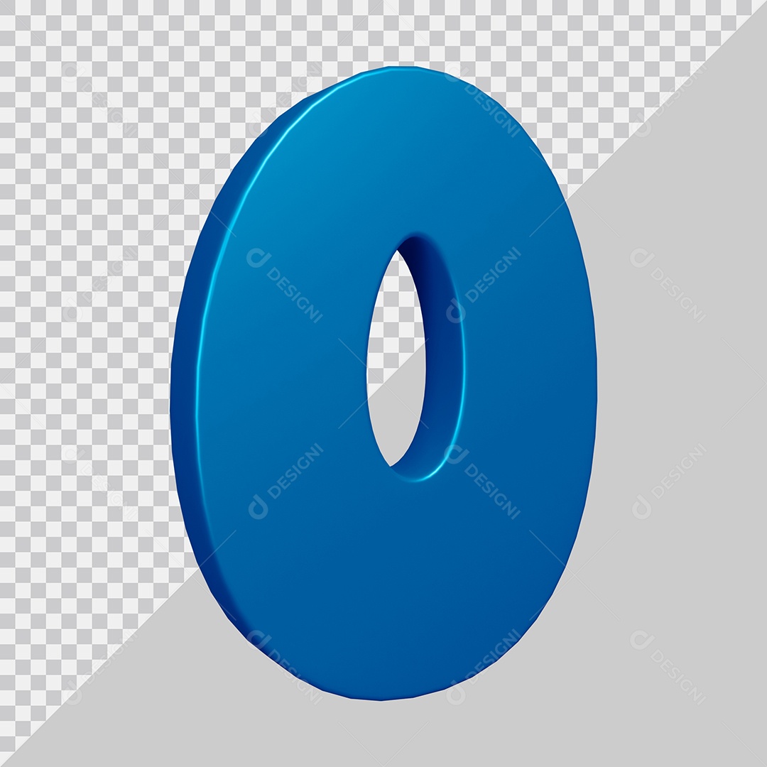Elemento 3D Para Composição Letra O Azul PSD