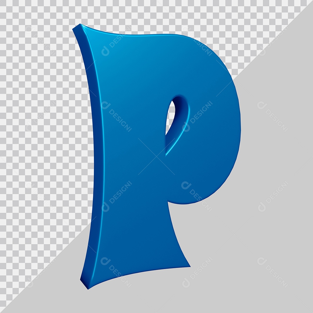 Elemento 3D Para Composição Letra P Azul PSD