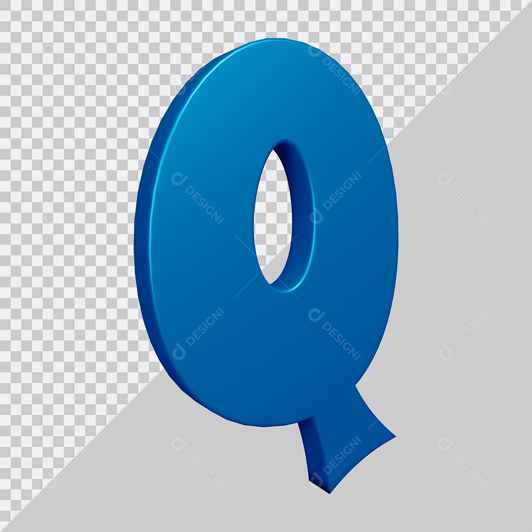 Elemento 3D Para Composição Letra Q Azul PSD