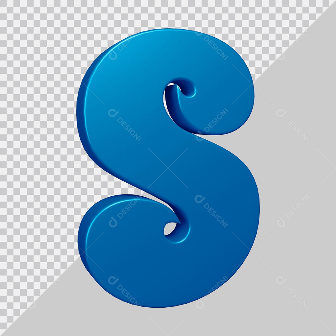 Elemento 3D Para Composição Letra S Azul PSD
