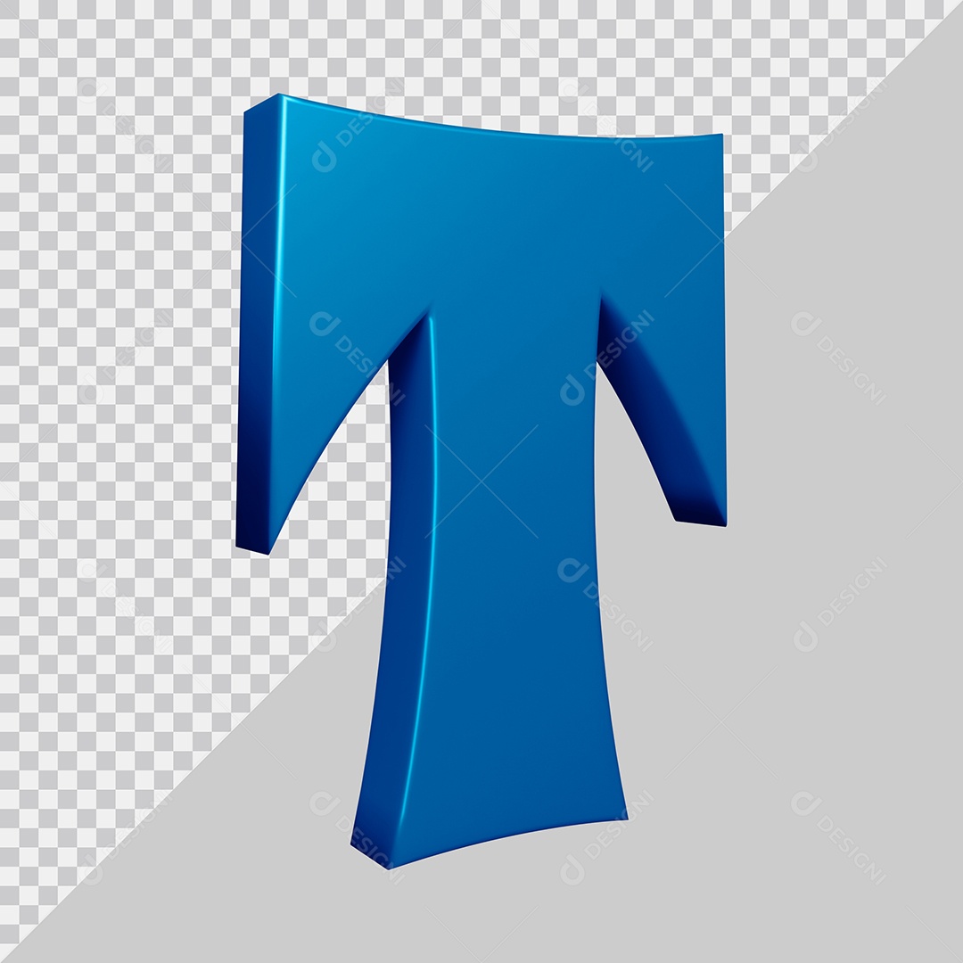 Elemento 3D Para Composição Letra T Azul PSD