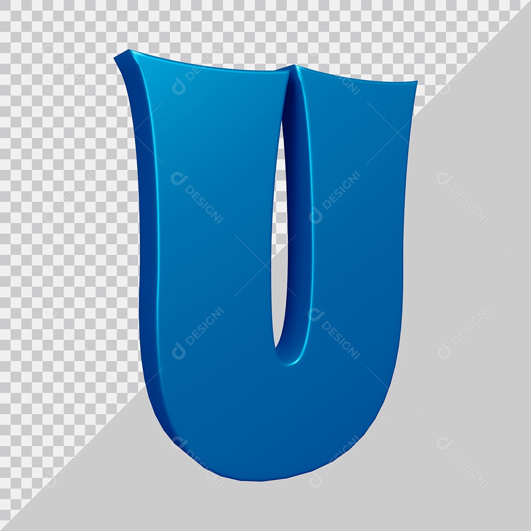 Elemento 3D Para Composição Letra U Azul PSD