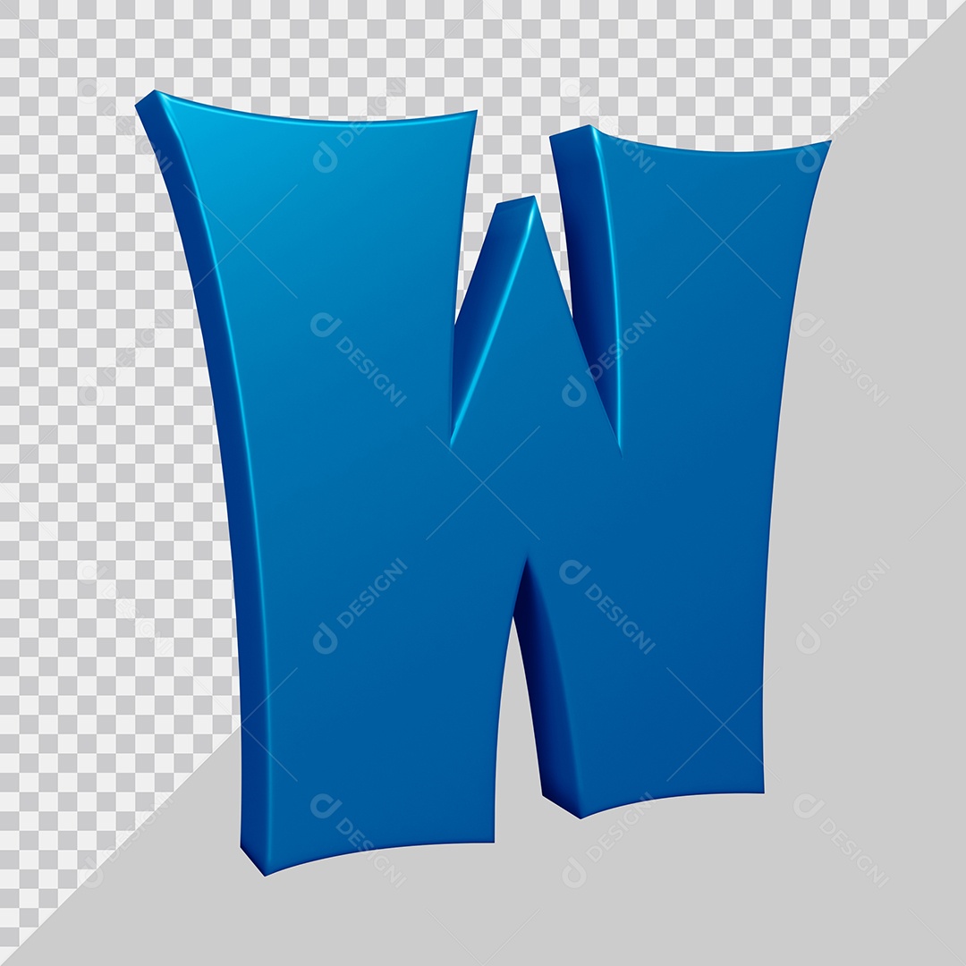 Elemento 3D Para Composição Letra W Azul PSD