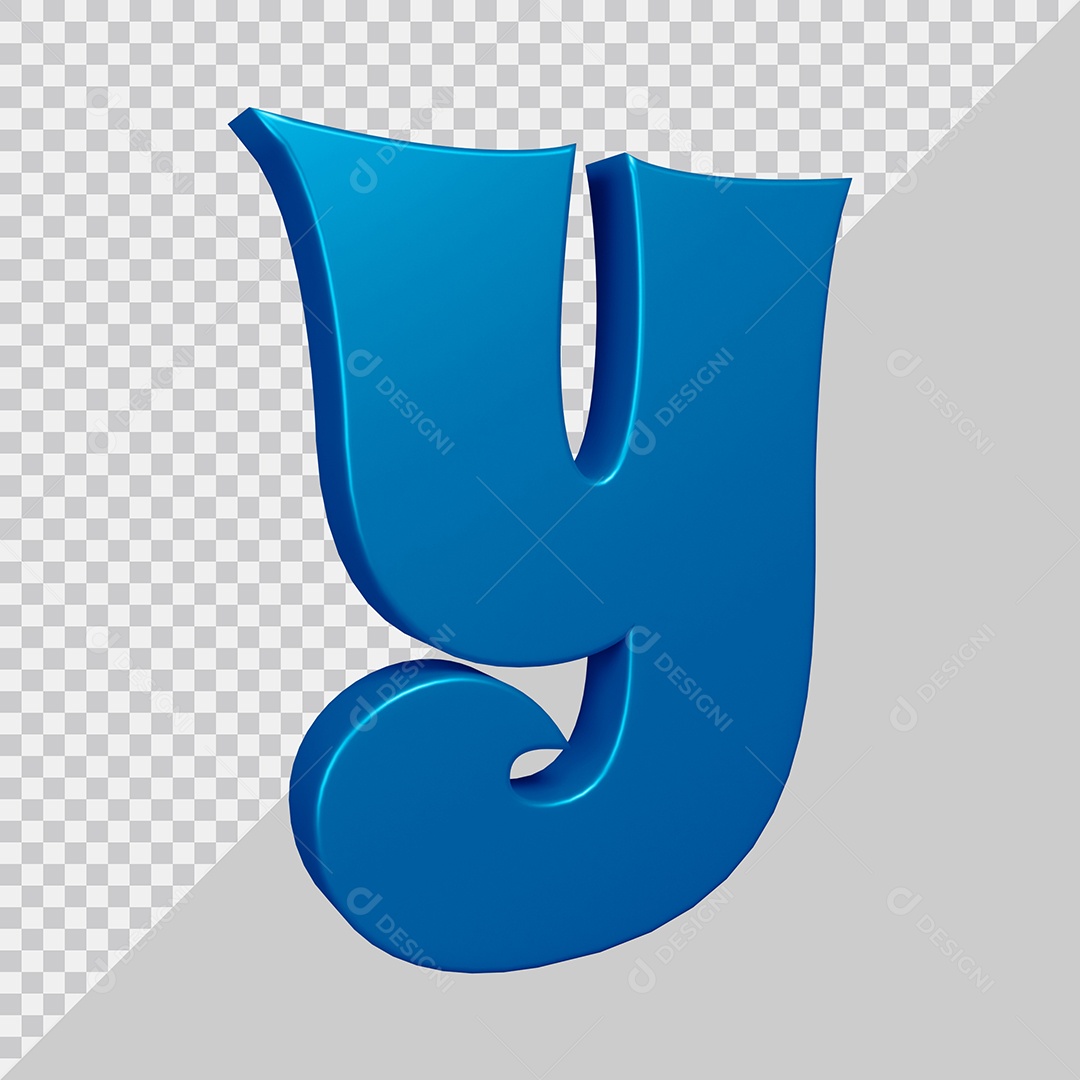 Elemento 3D Para Composição Letra Y Azul PSD