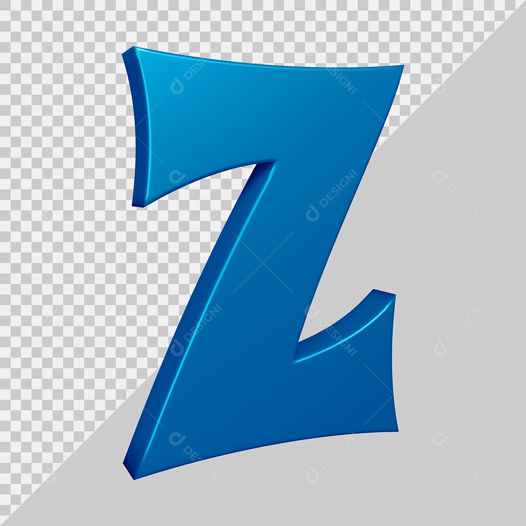 Elemento 3D Para Composição Letra Z Azul PSD