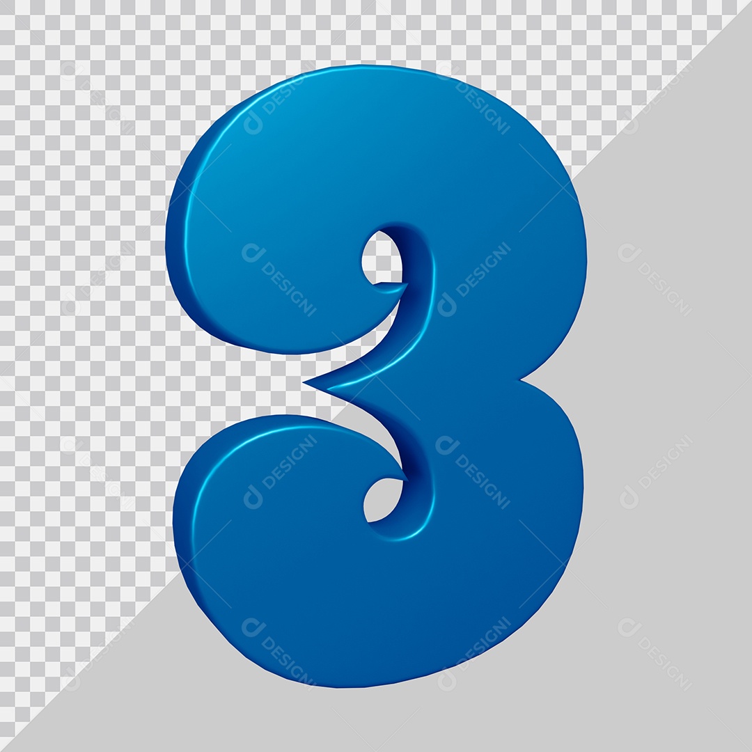Elemento 3D Para Composição Número 3 Azul PSD