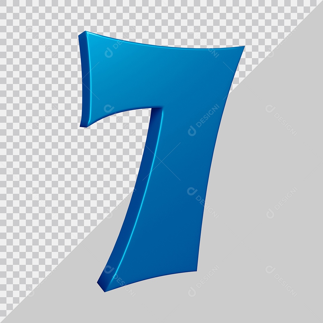 Elemento 3D Para Composição Número 7 Azul PSD