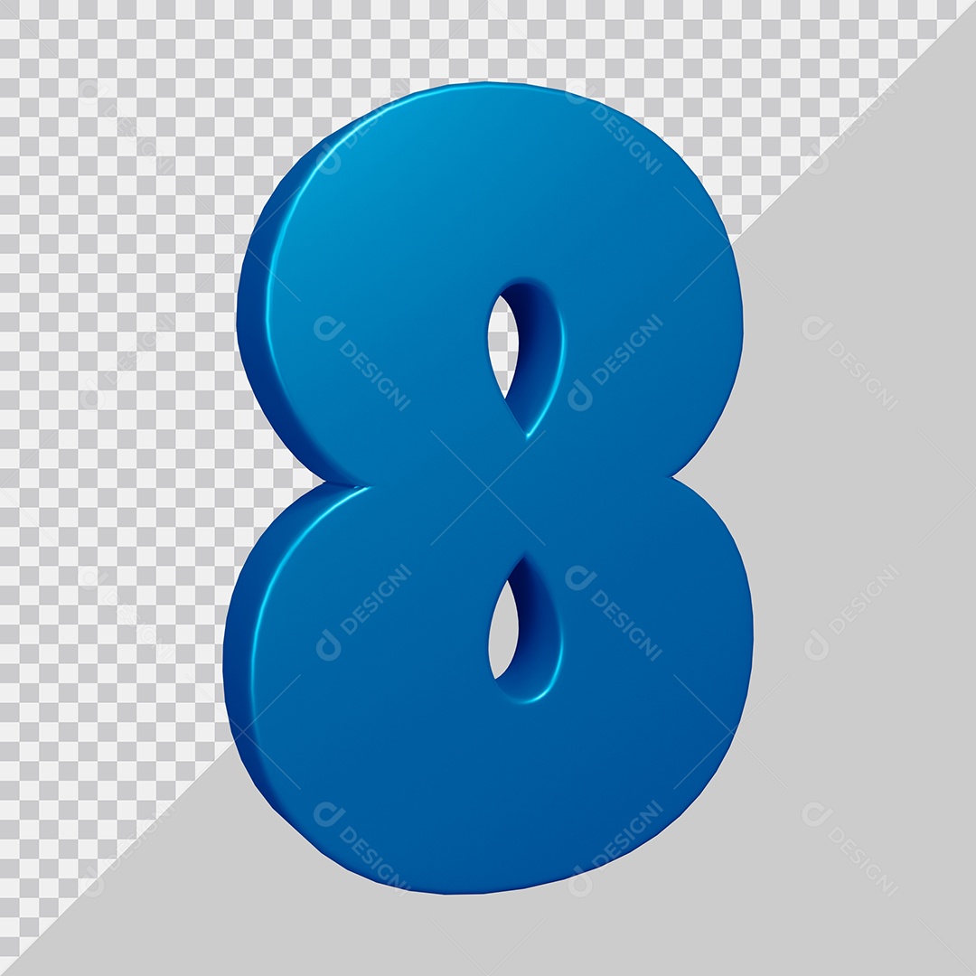 Elemento 3D Para Composição Número 8 Azul PSD
