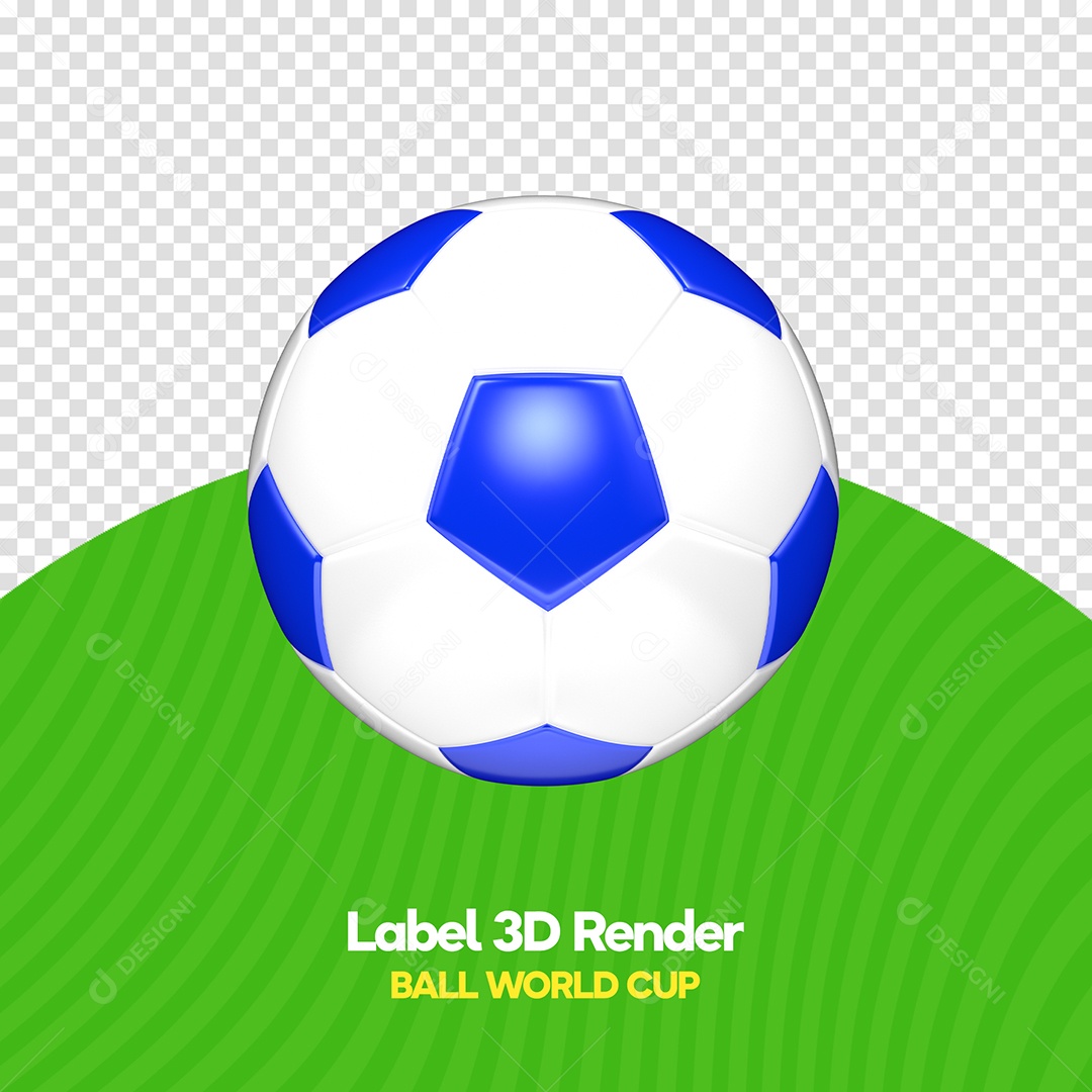 White and Blue Soccer Ball 3D Element for Composition PSD