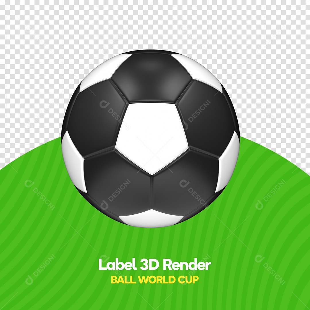 Bola de Futebol Preta e Branca Elemento 3D para Composição PSD
