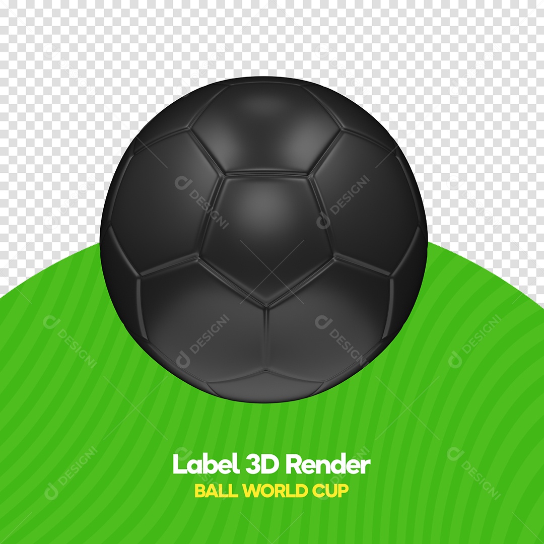 Bola de Futebol Preta Elemento 3D para Composição PSD