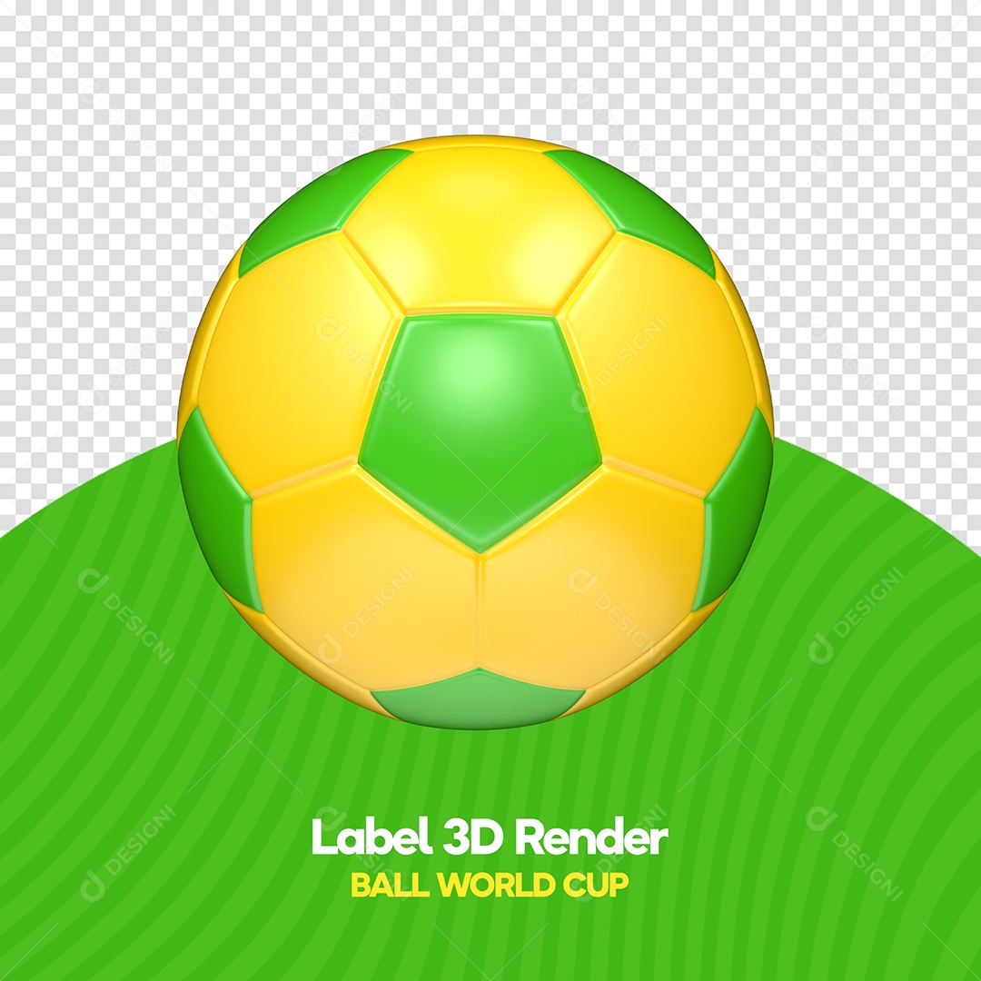 Bola de Futebol Amarela e Verde Elemento 3D para Composição PSD