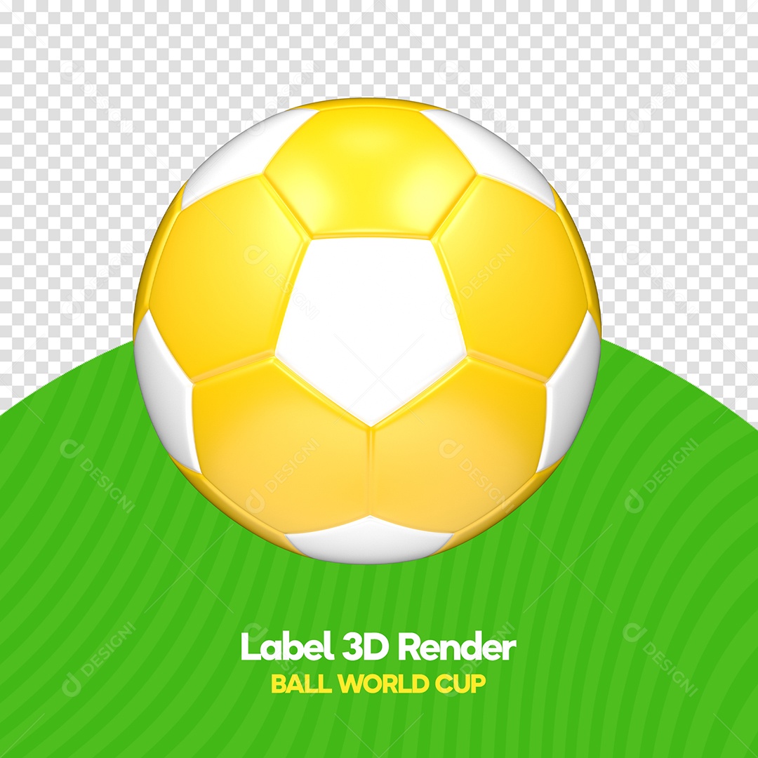 Bola de Futebol Amarela e Branca Elemento 3D para Composição PSD
