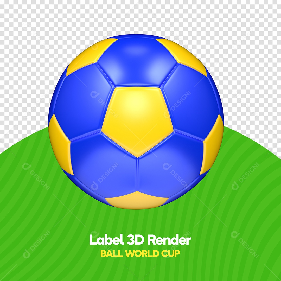 Bola de Futebol Azul e Amarela Elemento 3D para Composição PSD