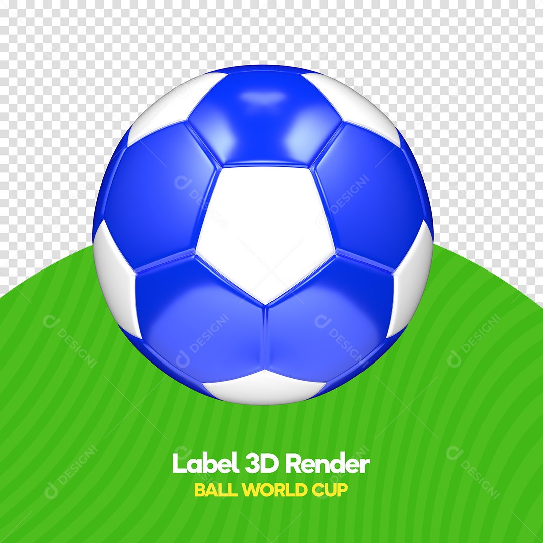 Bola de Futebol Azul e Branca Elemento 3D para Composição PSD