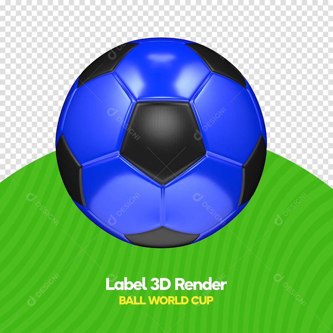 Bola de Futebol Azul e Preta Elemento 3D para Composição PSD