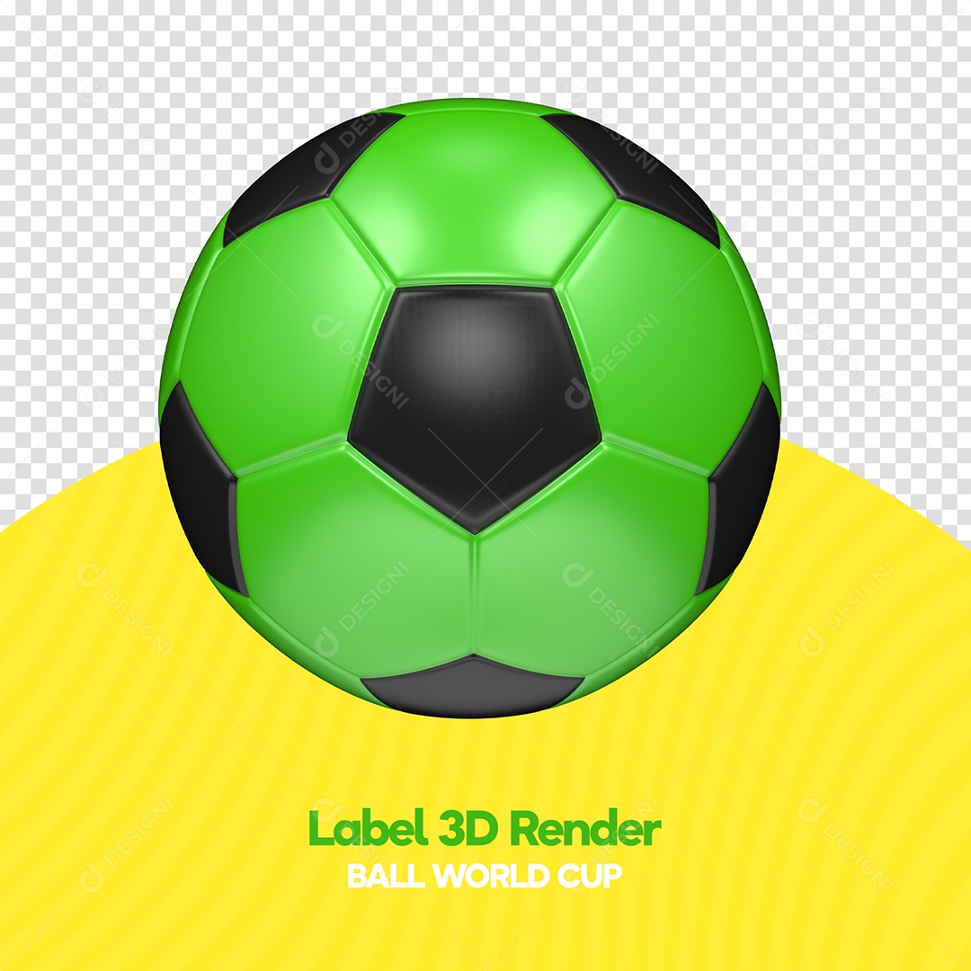 Bola de Futebol Verde e Preta Elemento 3D para Composição PSD